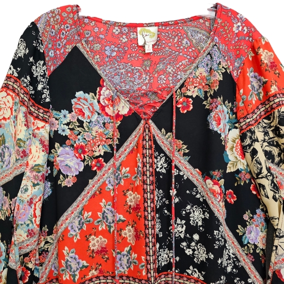 Nwot Anthropologie Fig and Flower Boho Split Bell Longsleeve Blk - Picture 5 of 17